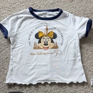 Disney Kids White and Navy Minnie Mouse Celebration Tee